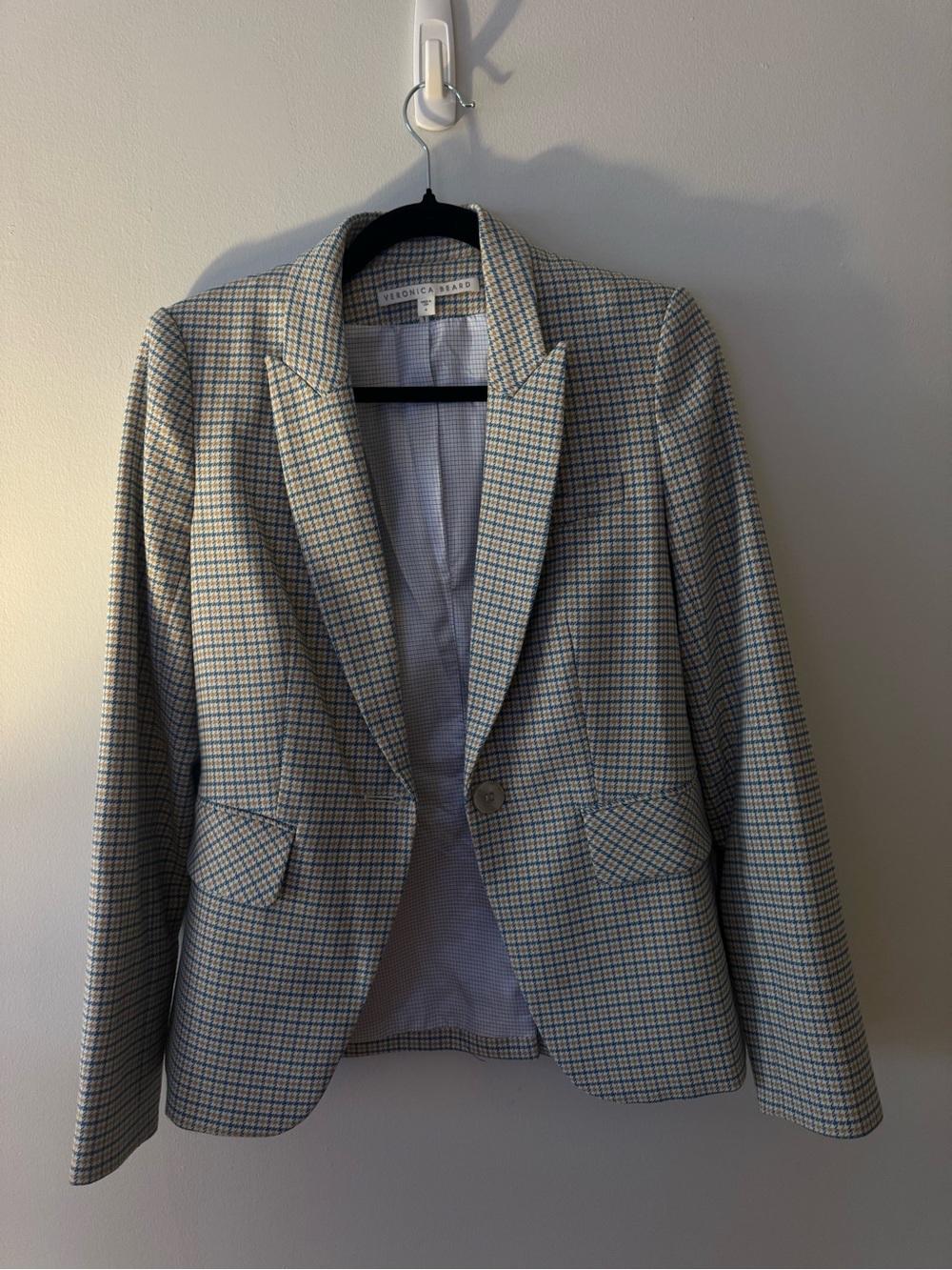 VERONICA BEARD Plaid Single-Button Blazer in Blue & Cream (LIKE NEW)